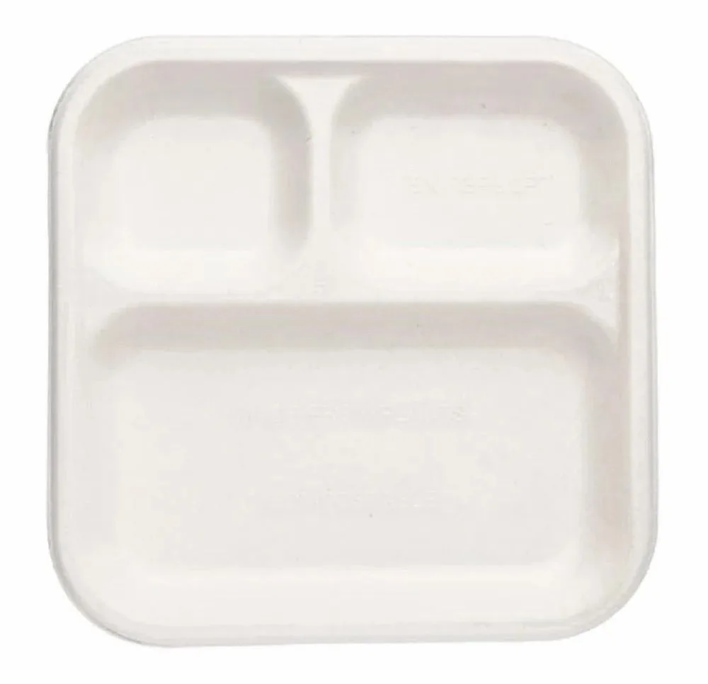 3 Compartment Disposable Bagasse Meal Tray