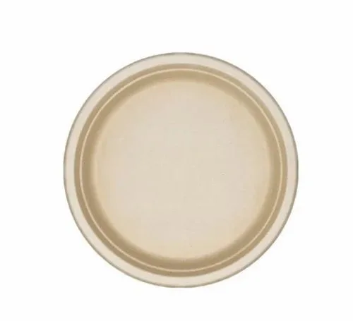 7inch brown sugarcane bagasse round plate