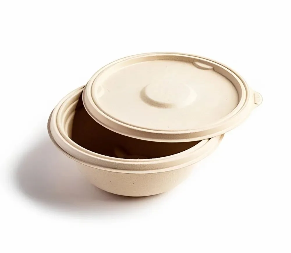 Sugarcane Bagasse Container 1000 ML with lid